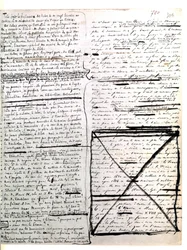 Autografiskt blad av "Les Miserables" av Hugo. 1845-1861 (dokument (brev))
