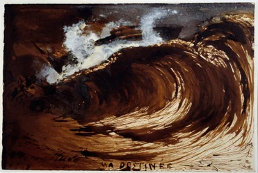 Mitt öde. Framställning av en våg mitt i havet. Teckning av Victor Hugo (1802-1885)