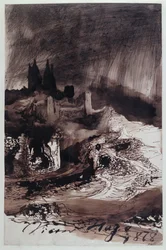 Slottet, 1878 (penna, bläck och tvätt på papper)