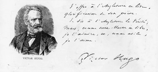 Victor Hugos dedikation till England av sin bok om Shakespeare, ca 1864