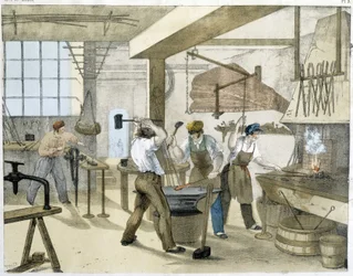 Låssmeden, litho av Janson. 1800-talet.