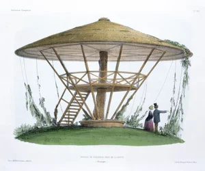 Robinsons parasoll, Parc de la Motte, Bourgogne, från "Habitations Champetres", graverat av bröderna Becquet, omkring 1855.