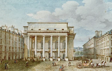 Utsikt över Teater Italiens fasad (Salle Favart) (wc på papper)