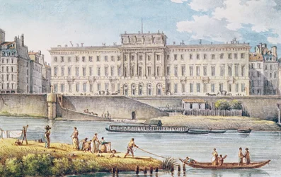 Utsikt över Hotel des Monnaies vid sammanflödet av de två grenarna av Seine