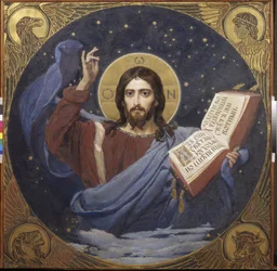 Kristus Pantokrator av Viktor Mikhaylovich Vasnetsov (1848-1926), 1885-1896 - Tretjakovgalleriet, Moskva