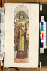 Porträtt av Saint Nicetas (död 1107/1108), biskop av Novgorod (studie för en fresk i Saint Vladimirs katedral i Kiev) - Verk av Viktor Mikhaylovich Vasnetsov (1848-1926)