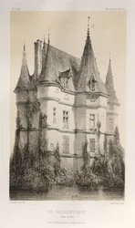 Pittoresk arkitektur eller monument från 1400-talet. Och XVI. Århundraden: Slott i Frankrike från XV och XVI århundraden: Pl. 67, Le Chastenet-Neuf Saône et Loire)