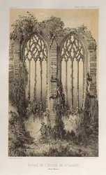 Pittoresk arkitektur eller monument från 1400-talet. Och XVI. Århundraden: Frankrikes slott av XV och XVI århundraden: Pl. 38, ruinerna av kyrkan St Aubert (Haute-Marne)
