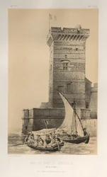 ...pl. 34, Tornet i Marseilles hamn Bouches Du Rhône, 1860.