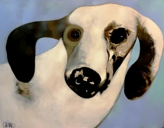 Ett drömmande hundporträtt