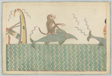 Apan och delfinen, illustration till Aesops fabler