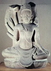 Shiva med tio armar, från Thap Banh It-templet, Binh Dinh, Vietnam, 1000-1100-talet (sandsten)
