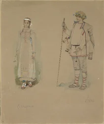 Snow Maiden och Lel. Kostymdesign för operan Snow Maiden av N. Rimsky-Korsakov, 1885