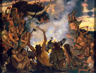 Stenåldern. En fest, 1883.