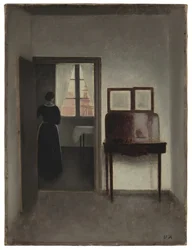 Interiör med en kvinna (Stue med en kvinde), ca 1897 (olja på duk)