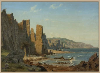 Strandbildning på Bornholm. Scen från Rø