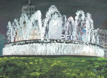 Barcelona natt, 1994, (akryl på dukskiva)