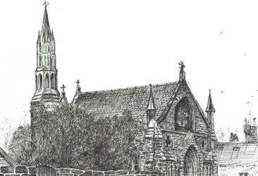 Church at Stonehaven, Skottland, 2007, (bläck på papper)