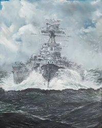 HMS Hood går till Bismarck 23 maj 1941, 2014 (Olja på duk)