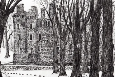 Huntly Castle Scotland, 2007, (bläck på papper)