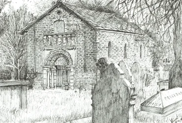 Old Church, Prestbury, 2009, (Bläck på papper)