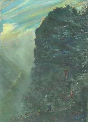 Stenig bestigning uppför berget, 2011