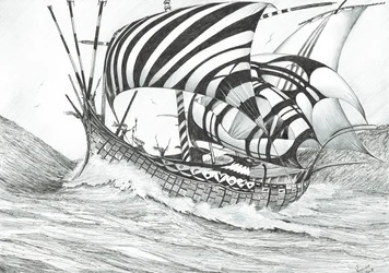 Storm Creators Joniska havet, 2017, (bläck på papper)
