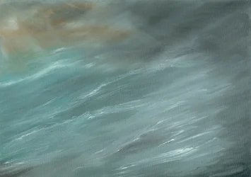 Storm i djupt hav, 2017, (olja på dukskiva)