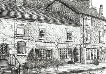 The Book shop at Marple Bridge, 2017, (bläck på papper)