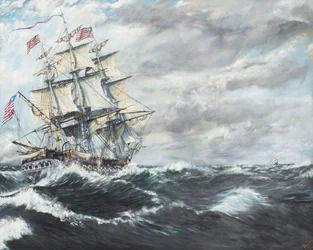 USS Constitution leder för HM Fregate Guerriere 19081812, 2003, (Olja på duk)