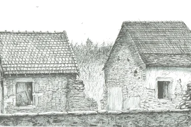hus nära fransk/schweiziska gränsen, 2008; (bläck på papper)