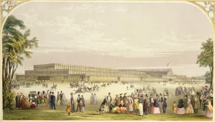 Stora utställningen, 1851: utsikt över byggnaden designad av Joseph Paxton, arkitekt