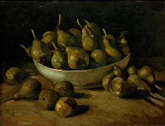 Stilleben med en jordskål och päron, 1885.
