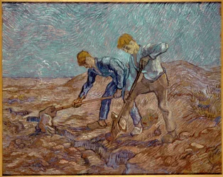Två bönder som gräver efter hirs, 1889.