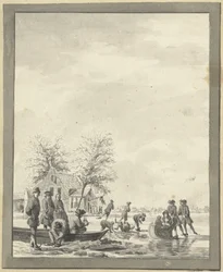 Isunderhållning på Buiten Spaarne nära Haarlem vid Herberg