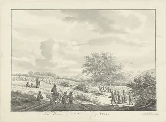 Arméläger i sanddynerna nära Overveen i juli 1803 Lägret nära Overveen, i juli 1803 (titel på objekt)