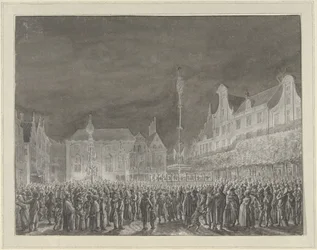 Firande av proklamationen av alliansen med Frankrike på Grote Markt i Haarlem, 1795