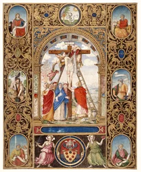 Marlay Cutting IT.34: Korsavsättningen och bordsfragment från ett missal från påven Clemens VII, efter 1523 (pergament)
