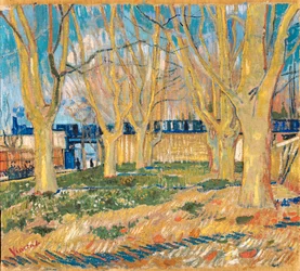 "Avenue of Plate Trees near Arles Station" (Avenue of Plate Trees near Arles Station) Målning av Vincent van Gogh (1853-1890) 1888 Paris, Rodin Museum