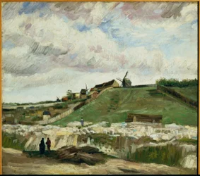 Utsikt över Montmartre med stenbrottet och kvarnarna