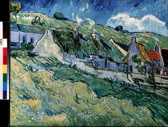 Chaumieres a Cordeville (Stugor med halmtak i Cordeville). Målning av Vincent van Gogh (1853-1890)