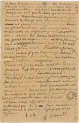 Sida i ett brev från Vincent till sin bror Theo, avrättat i Arles, 1888