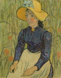 Bondflicka i stråhatt, 1890
