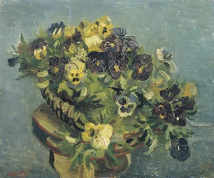 "Pot de pansies sur une petite table" (Korg med penséer på ett litet bord) Målning av Vincent van Gogh (1853-1890) 1887 Dim 46x55,5 cm Van Gogh Museum, Amsterdam