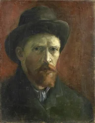 Självporträtt med filthatt av Gogh, Vincent, skåpbil (1853-1890). Olja på duk, storlek: 41,5x32,5