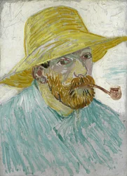 Självporträtt med halmhatt och pipa av Gogh, Vincent, skåpbil (1853-1890). Olja på duk, storlek: 41,9x30,1