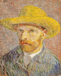 Självporträtt med stråhatt framsida: Potatisskalaren, 1887.