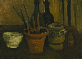 Stilleben med penslar i en blomkruka; Stilleben med penslar i en blomkruka, 1884