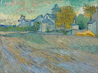 Utsikt över asylet och kapellet i Saint-Rémy, 1889