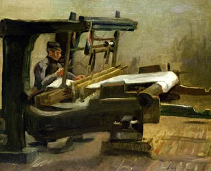 Väver vid vävstolen, vänd åt höger, 1884